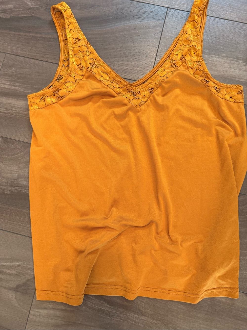 Daytrip Mustard Lace-Trim V-Neck Camisole